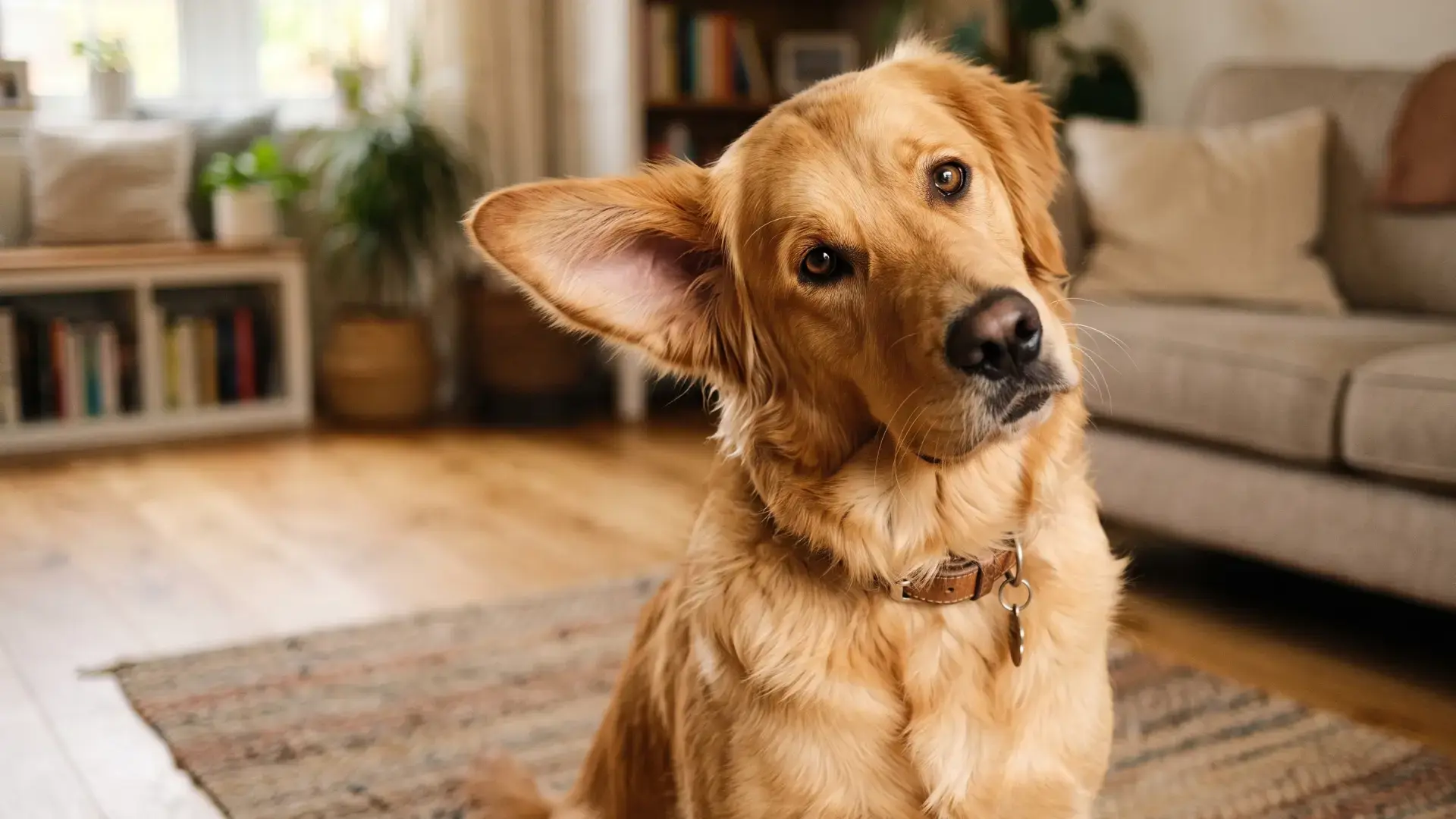 Dog tilting head at camera