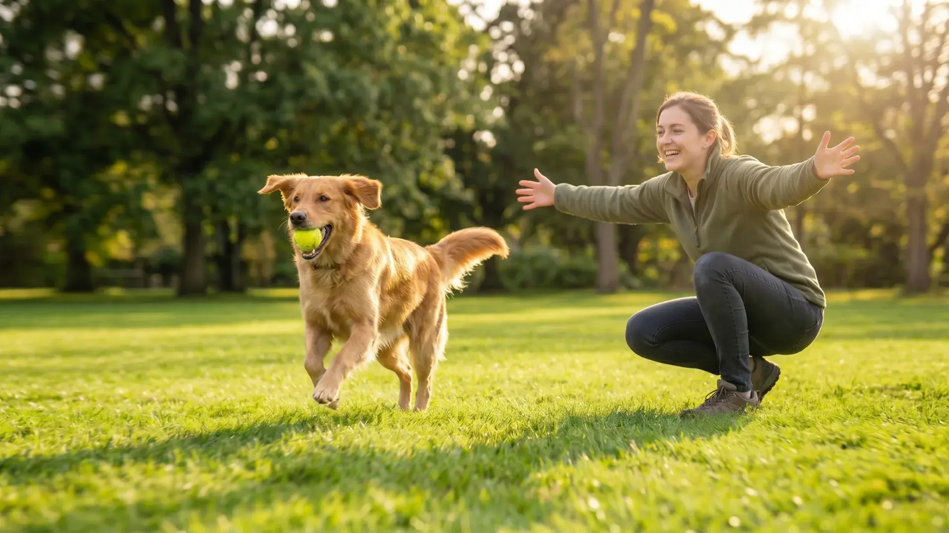 Dog fetching tennis ball toward owner